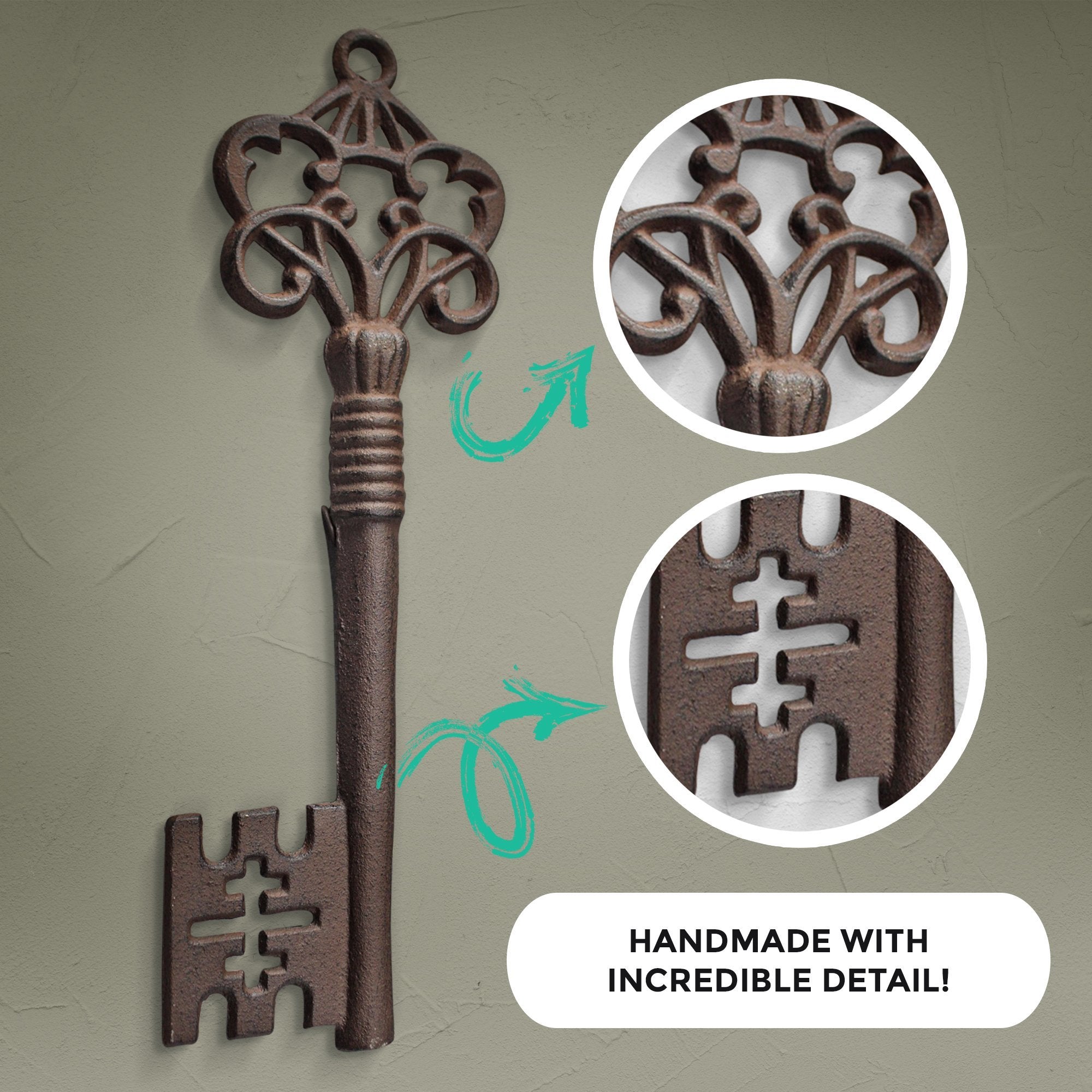 Rustic Bronze Skeleton Key, 14"