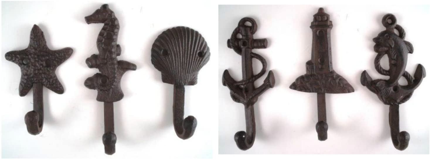 Set of 6 Nautical Cast Iron Wall Hooks – Wall Charmers