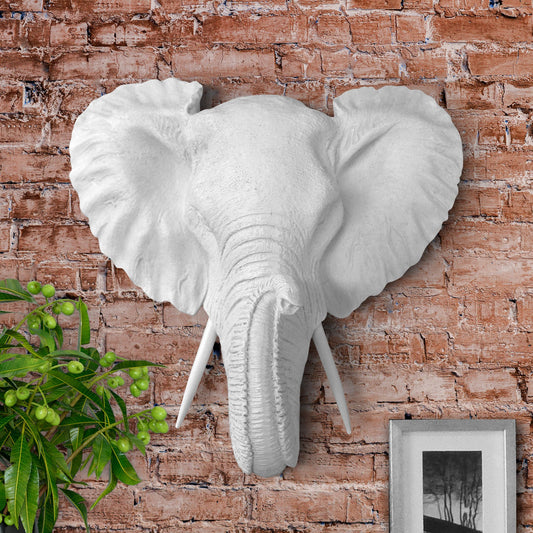 elephant, faux elephant, fake elephant, animal head wall mount, farmhouse decor
