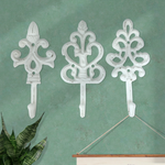 Set of 3 White Decorative Wall Hooks, 8"