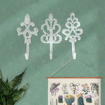 Set of 3 White Decorative Wall Hooks, 8"