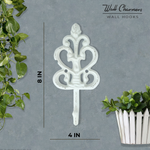 Set of 3 White Decorative Wall Hooks, 8"