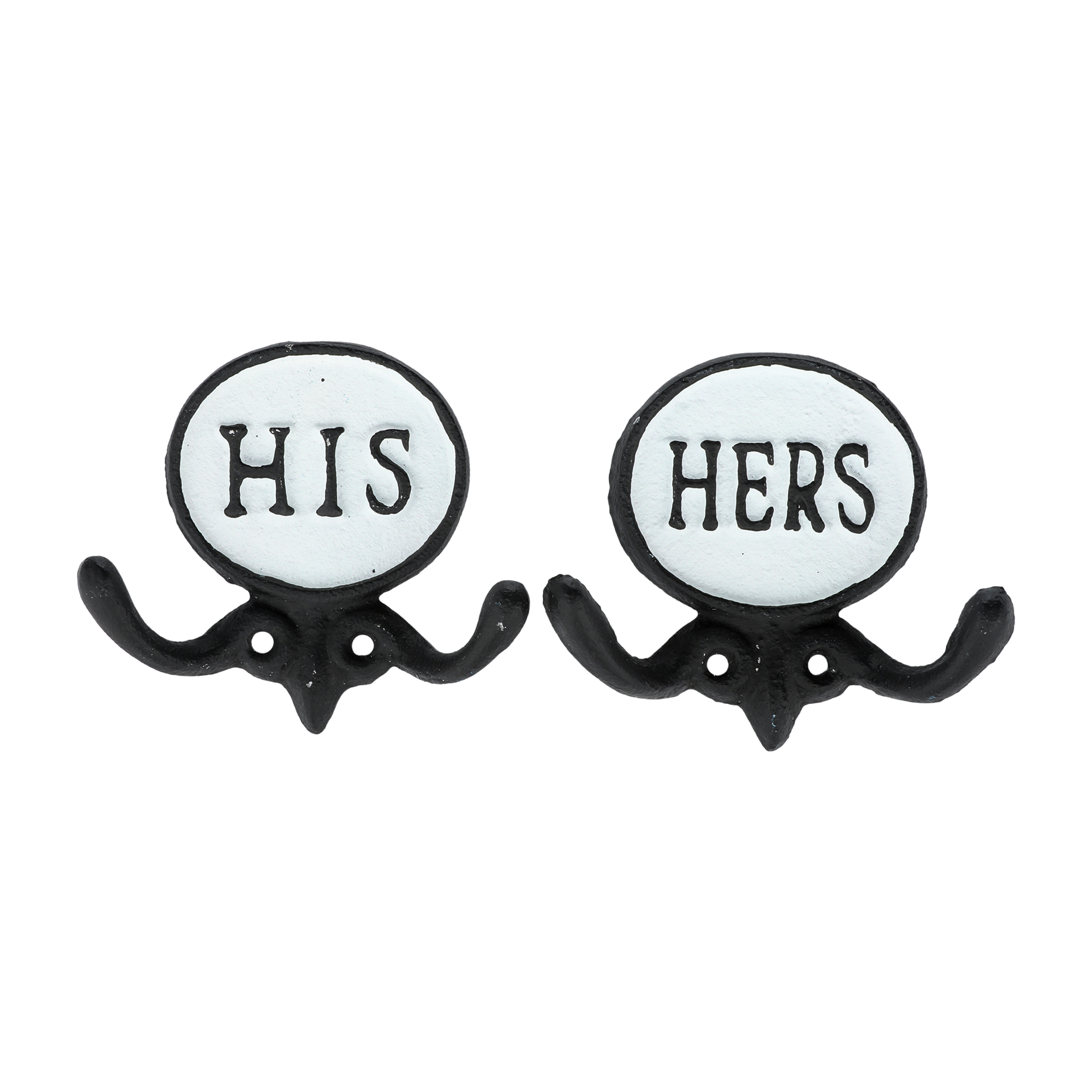 Set of 2 Black White His and Hers Towel Hooks 5.8