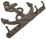 Rustic Cast Iron Anchor Wall Hooks, 10"