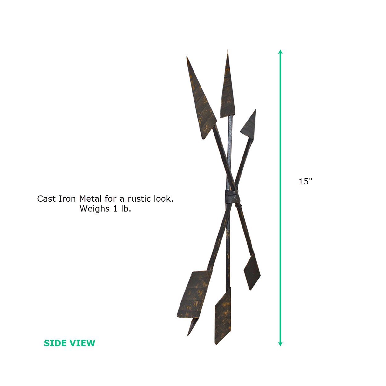 15 inch Bronze 3-Set Arrows side and size view