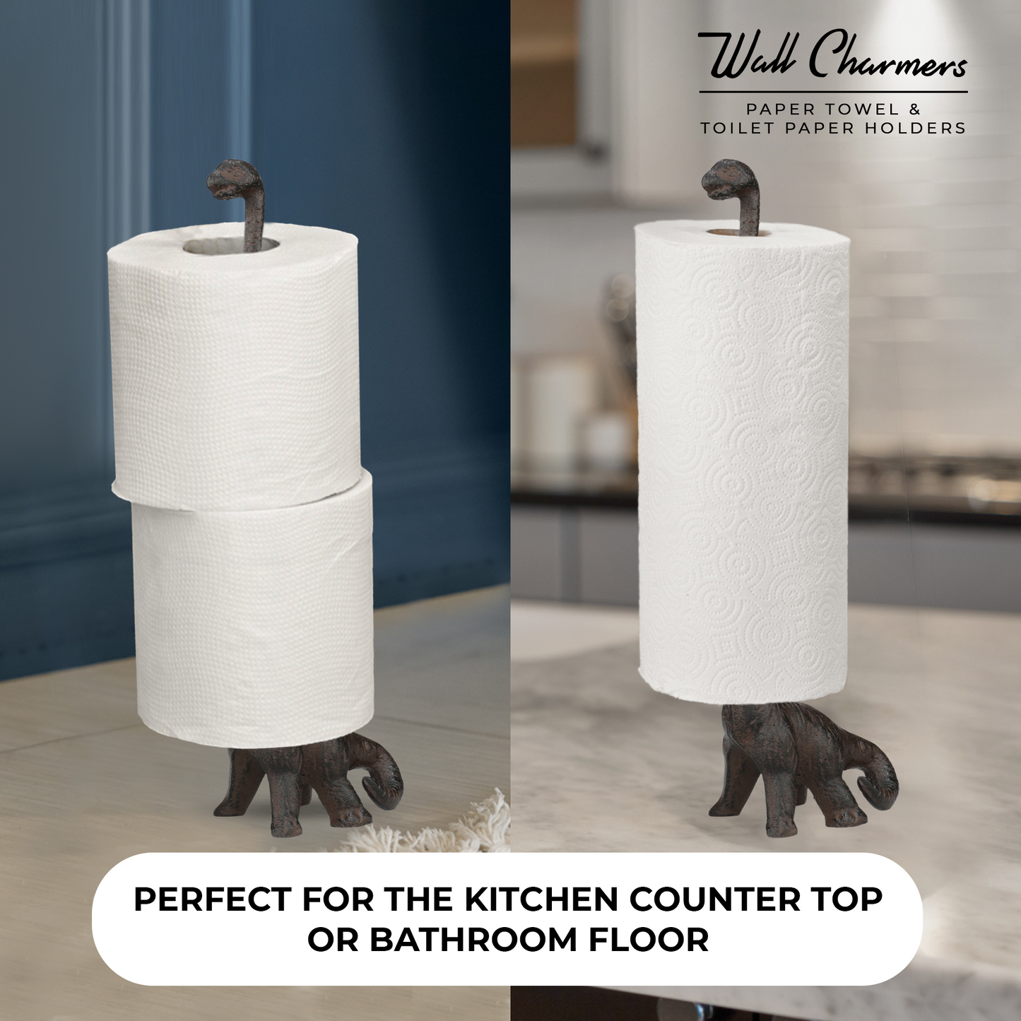 Bronze Dinosaur Paper Towel Holder, 14"