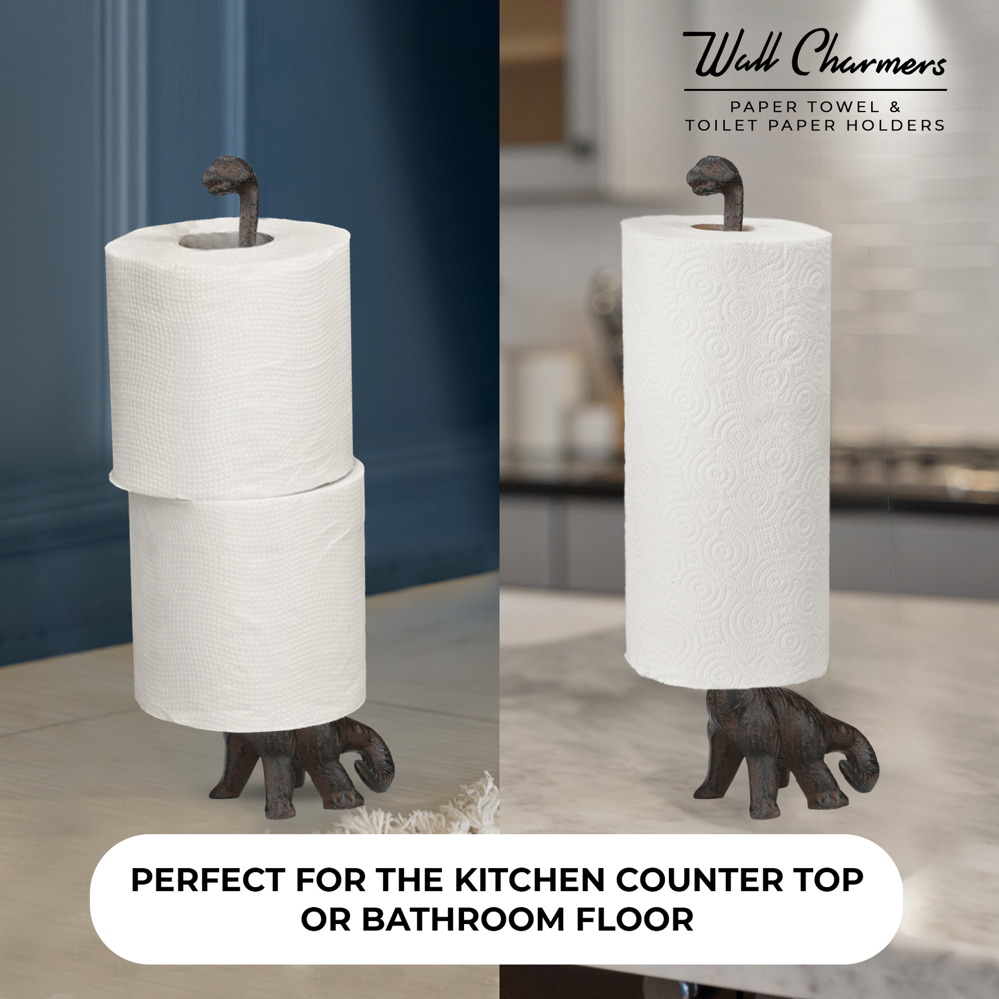 Bronze Dinosaur Paper Towel Holder, 14"