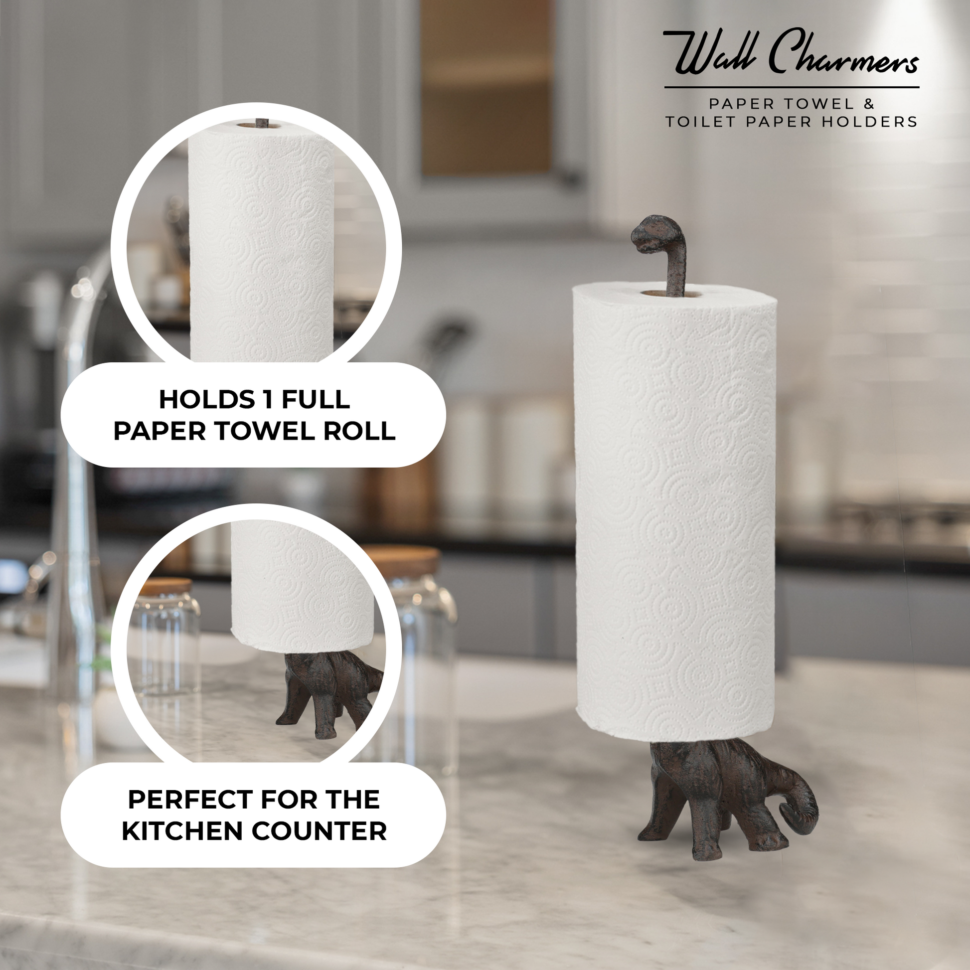 Bronze Dinosaur Paper Towel Holder, 14"