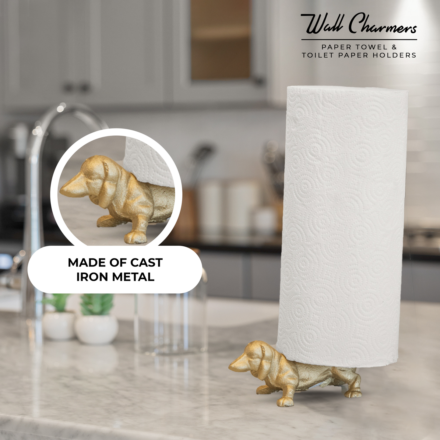 Gold Dog Paper Towel Holder, 12"