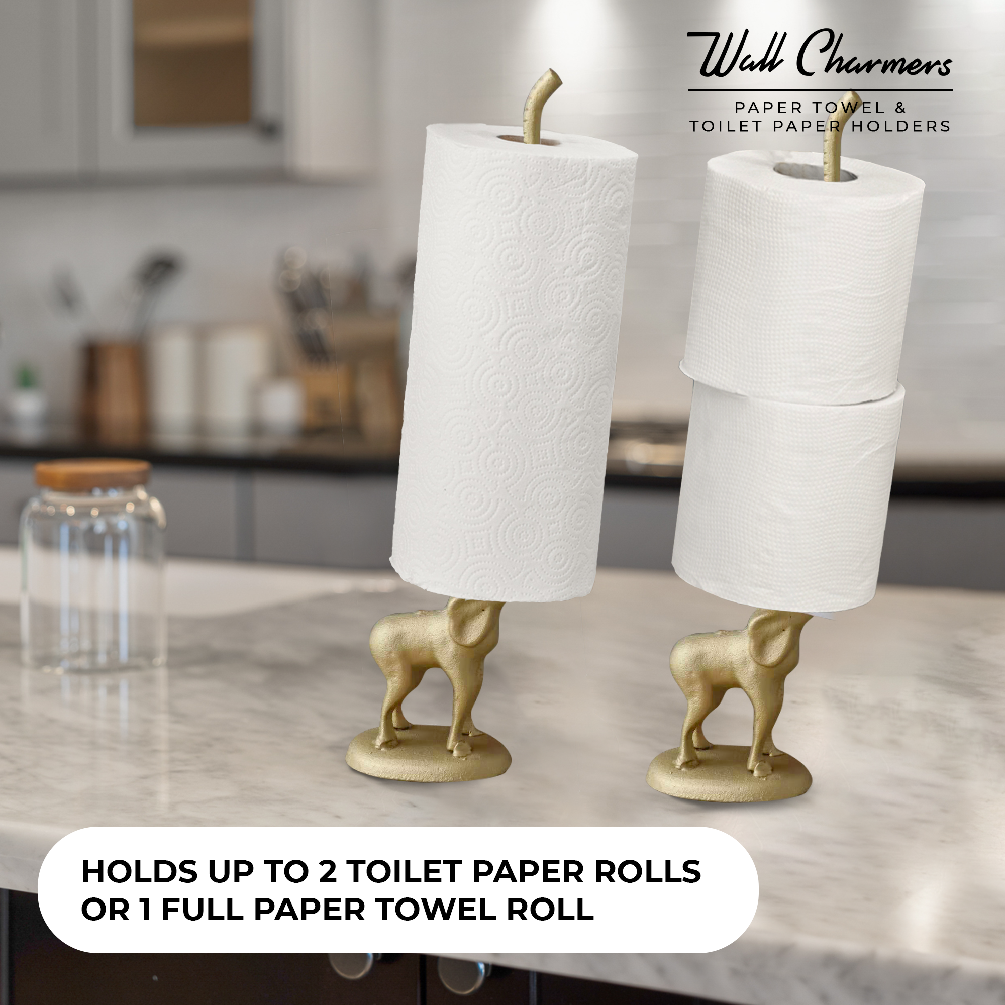 Gold Elephant Paper Towel Holder, 17"