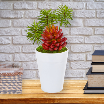 12” Mixed Succulents Artificial Plant in White Vase