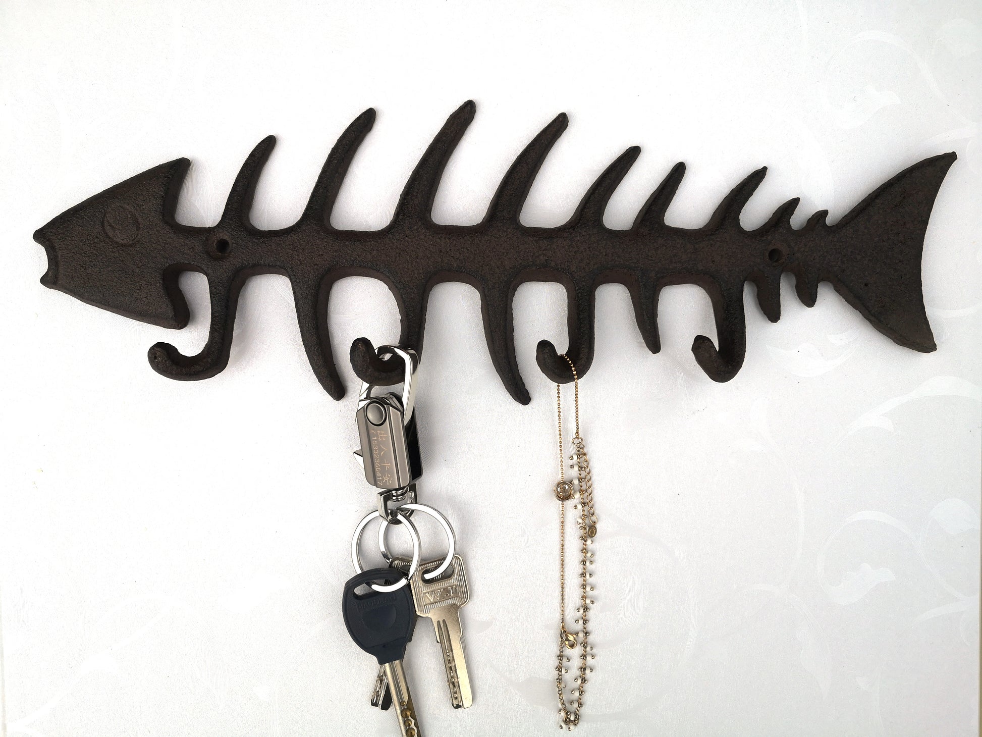 bone wood fish hooks craighead Fish Bones Wall Hooks, 13"