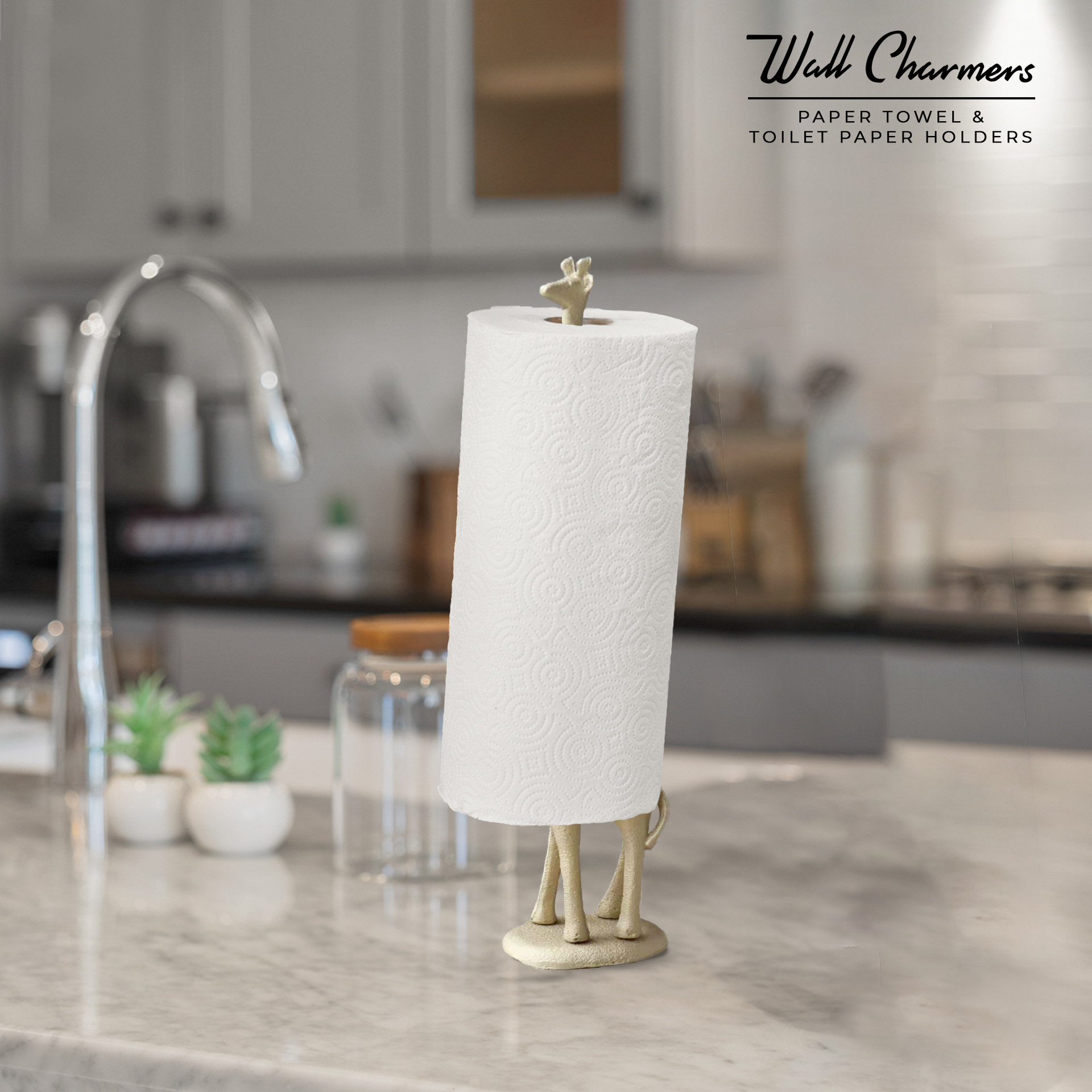 Gold Giraffe Toilet Paper Holder – Cast Iron Decor – Wall Charmers