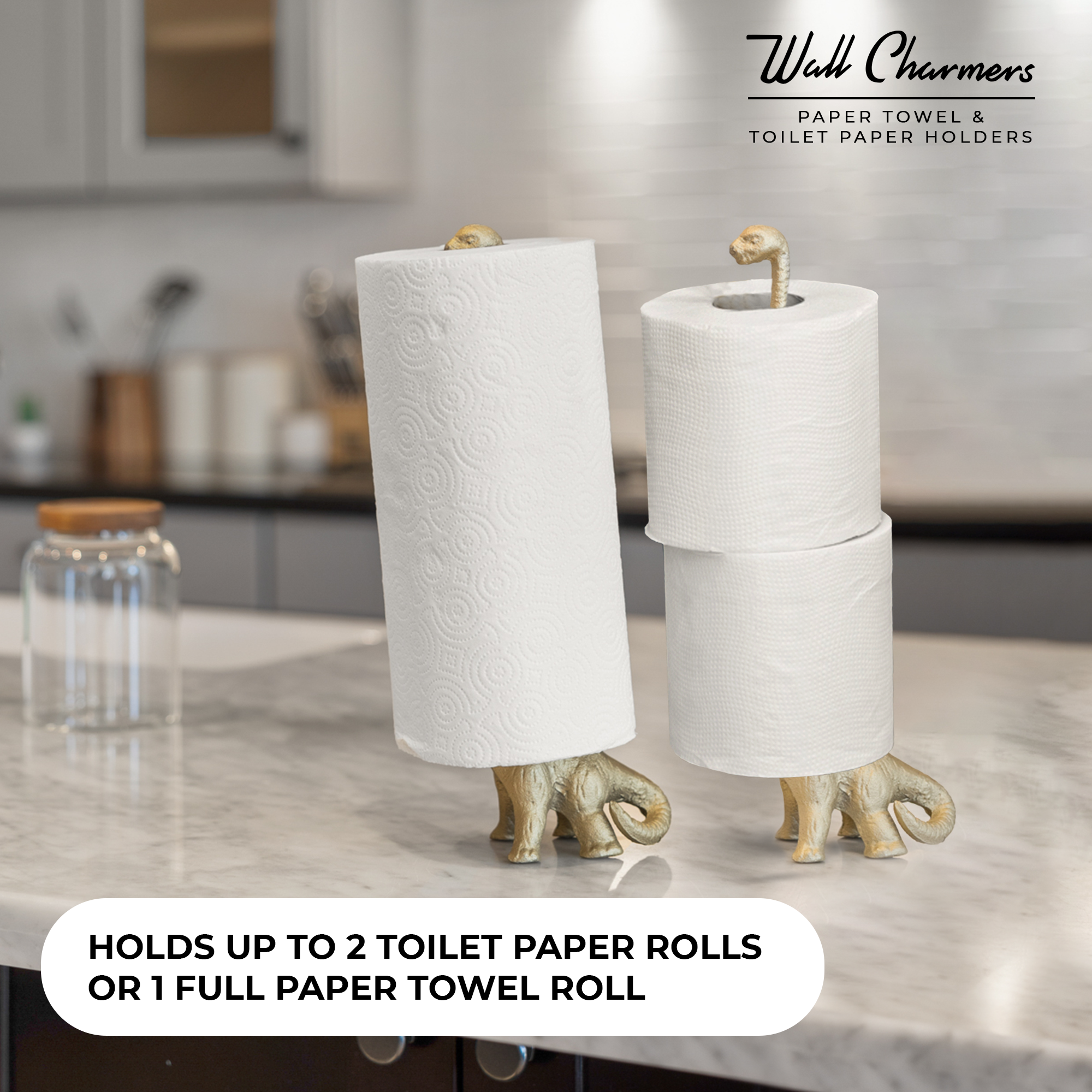 Gold Dinosaur Paper Towel Holder, 14"