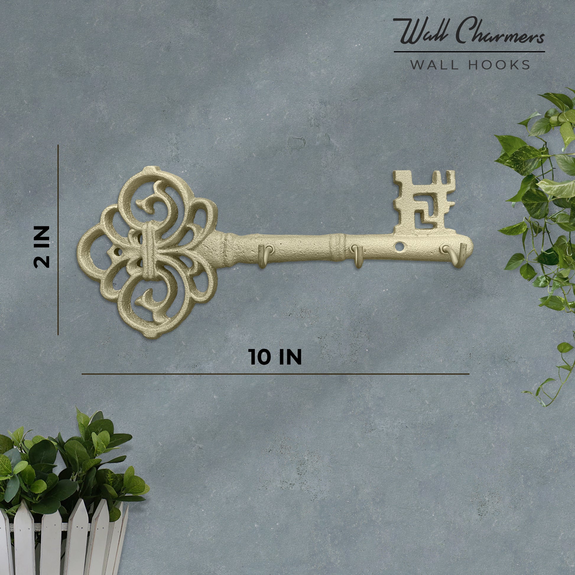 Gold Skeleton Key Wall Hooks, 10”