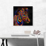 Modern Colorful African Zebra Canvas