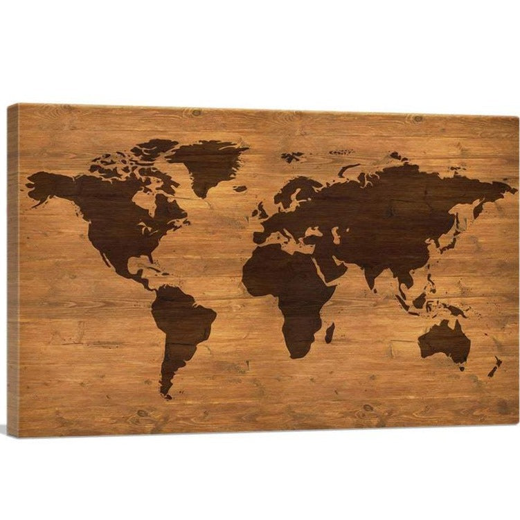 Rustic world map canvas