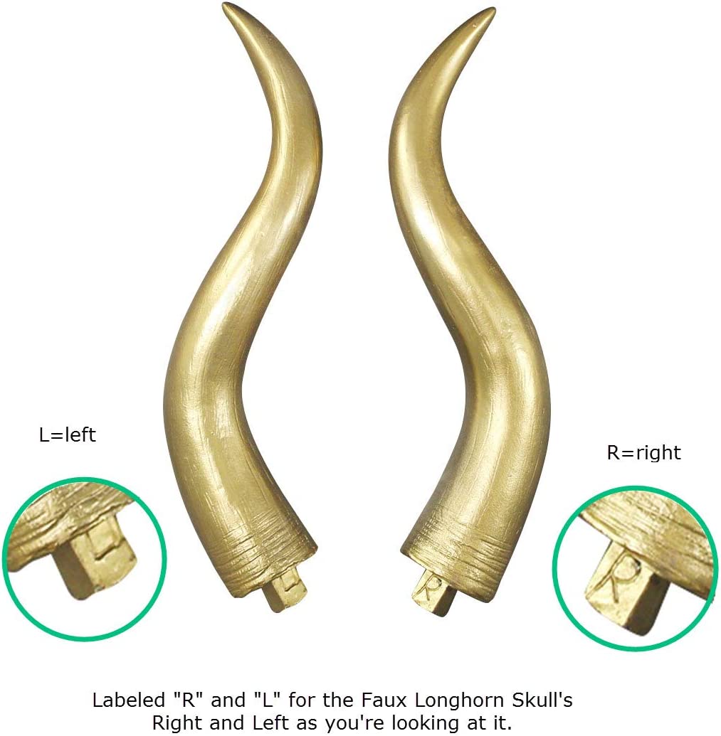 White + Gold Mini Faux Longhorn Skull, 20"