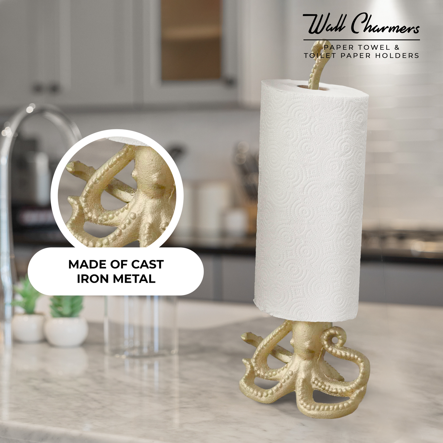 Gold Octopus Paper Towel Holder, 17"