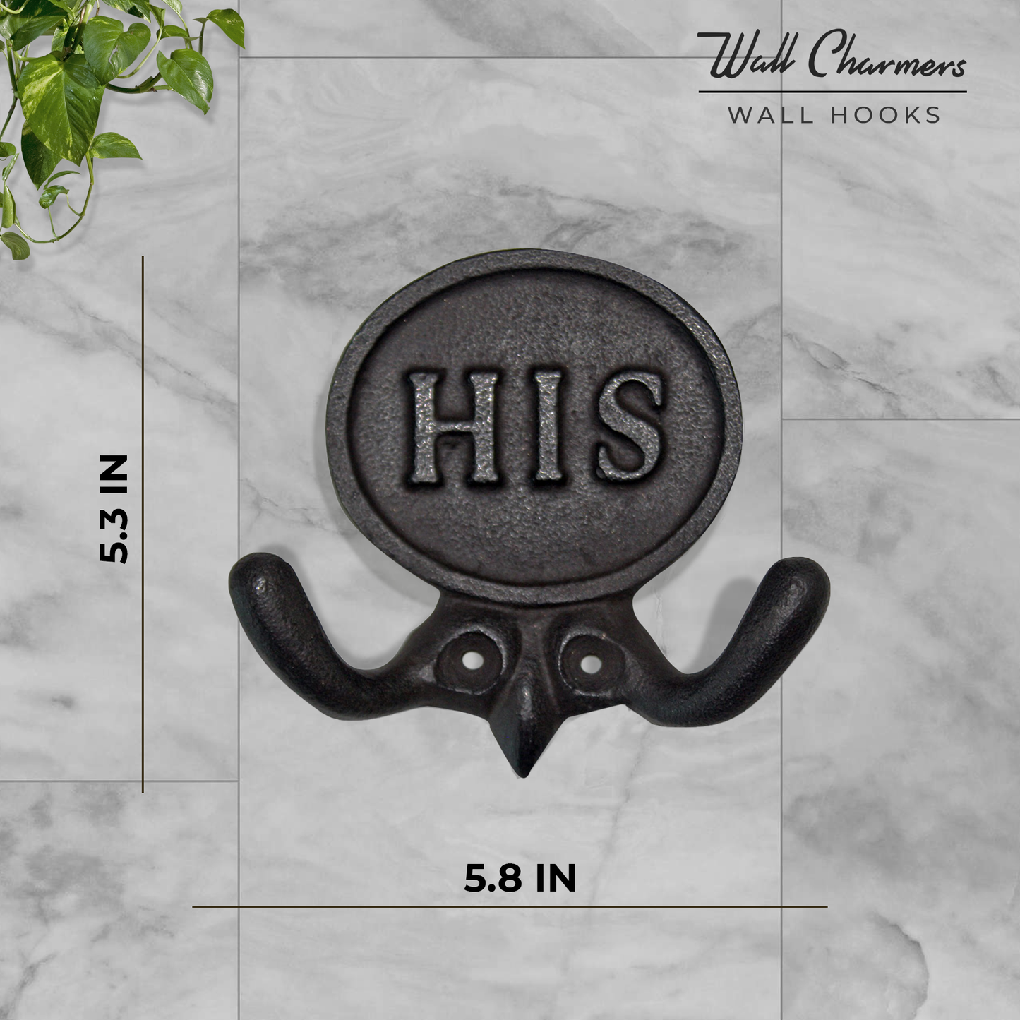 Set of 2 His and Hers Towel Hooks, 5.8"
