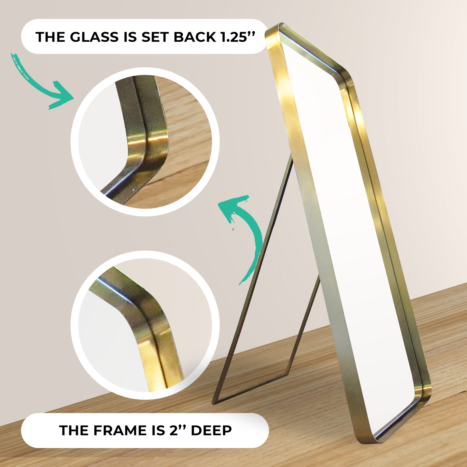 Gold Rectangle Mirror, 18"x 48”