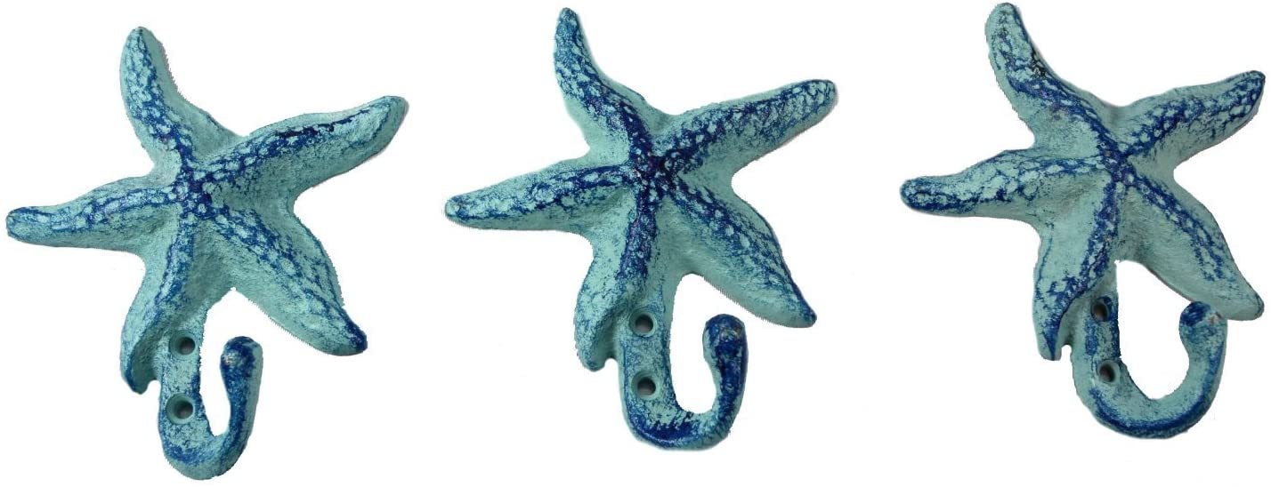 Set of 3 Starfish Wall Hooks, 4.5"